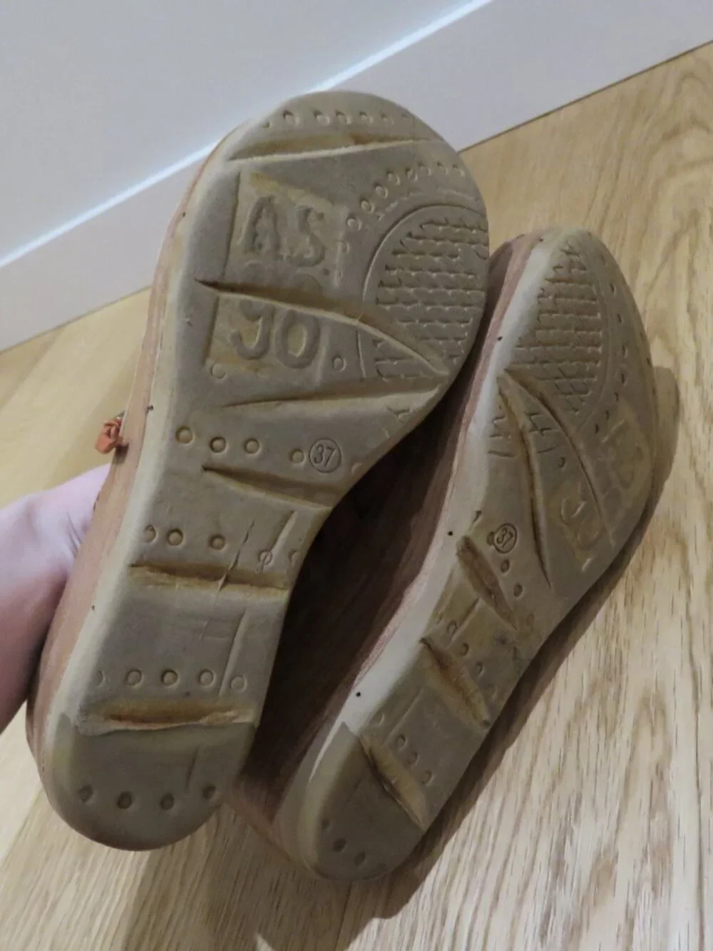 A.S. 98 Nicolls Leather Slip On Wedge Sandal Rust US 6.5/7 Boho Grunge Festival
